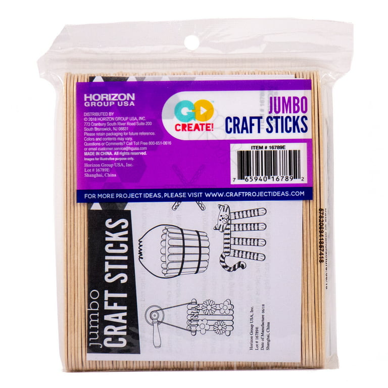 Go Create Jumbo Wood Craft Sticks, 75-Pack Real Wood Craft Sticks 