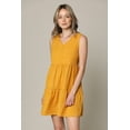 thumbnail image 2 of Made by Johnny Women's Casual Sleeveless V-Neck Loose Flowy Swing Shift Dress L MUSTARD_POLKA, 2 of 5