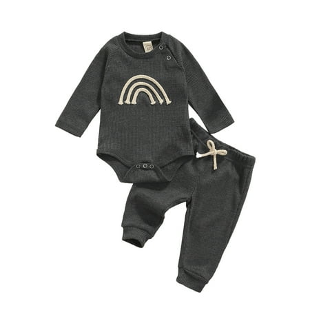 

Seyurigaoka Baby Ribbed Long Pants Set Long Sleeve Romper Lace Up Pants