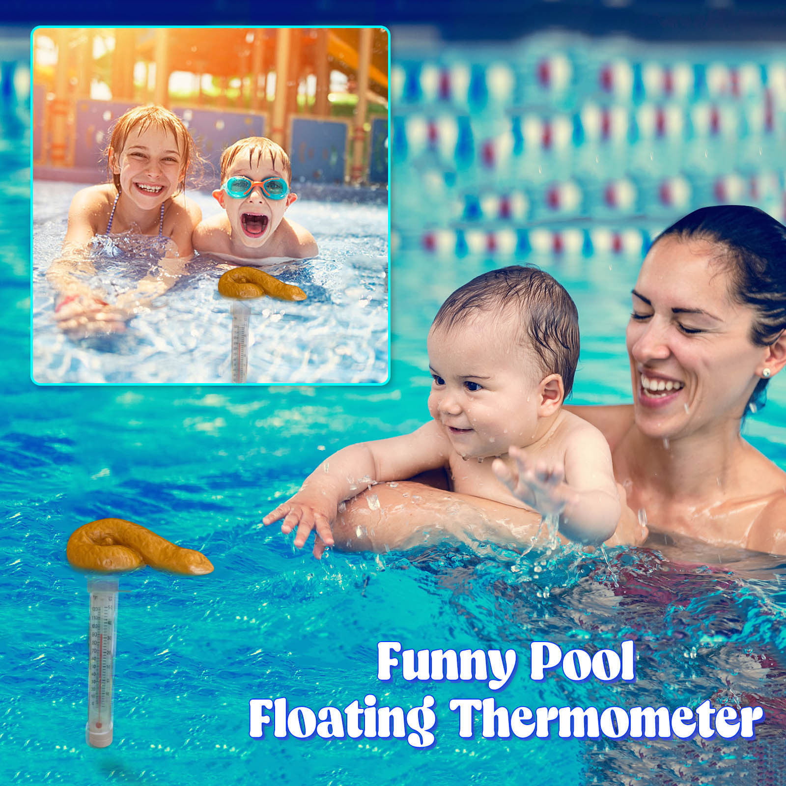 JCXAGR】 Funny Pool Thermometer Floating Poop Prank Pool And Hot Tub  Thermometer 100ML 