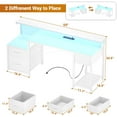 thumbnail image 6 of Homieasy Computer Desk with 3 Drawers, Home Office Desk with Power Outlet, 59'' Gaming Desk with Led Lights, Long Work Desk with Storage Shelves, Printer Cabinet and Monitor Shelf, White, 6 of 7