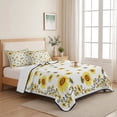 thumbnail image 5 of King Quilt Set 96''x106'', Sunflower Bees Lightweight Bedspread Coverlet Set with 2 Pillow Shams, Spring Summer Farmhouse Floral Watercolor Breathable All Season Quilt Bedding for Bedroom/Guest Room, 5 of 9