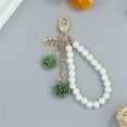 thumbnail image 5 of Trendy Pearls Chain and Rose Keychain with Alloy Clasp Rustproof Key Holder Resin Flower Keyring Elegant Bag Charm, 5 of 9