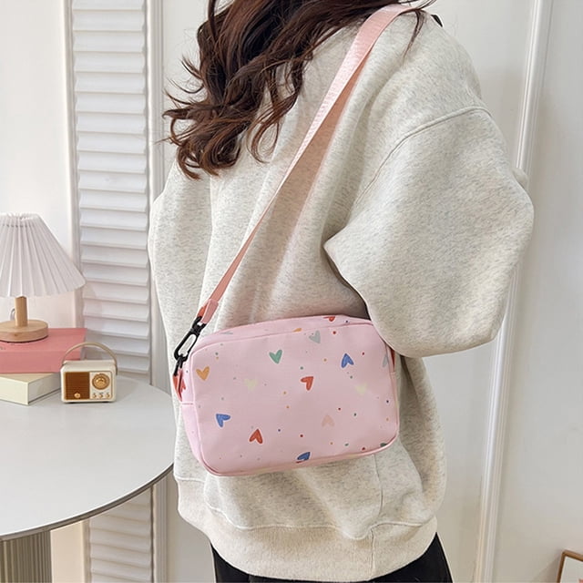 Bolso de hombro para mujer | Bolso casual cruzado tipo mensajero de poliéster | Correa ajustable tote | Bolso versátil para trabajo, viaje y compras | 21x14x7 cm | 1 pieza