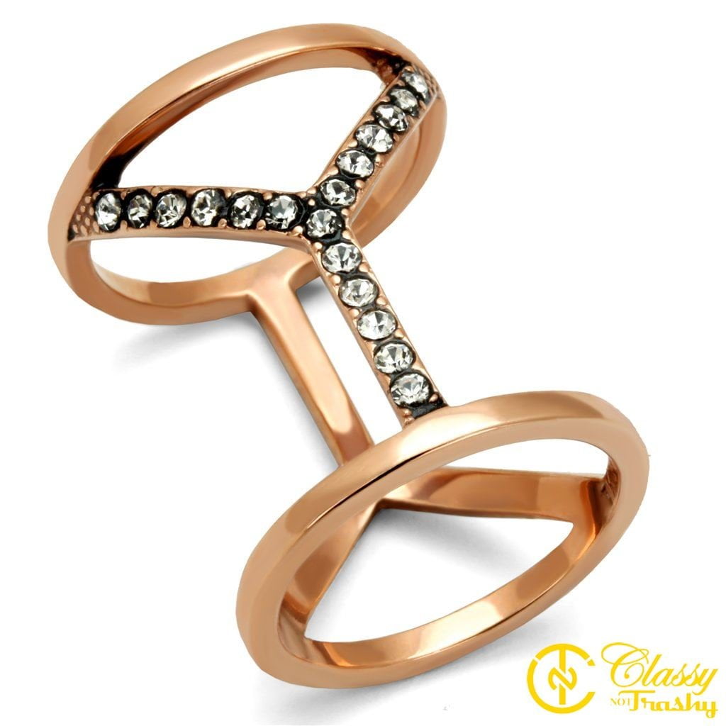 Classy Not Trashy Stacking Twist Design Clear Cubic Zirconia Brass Women's Ring Size 7 Classy Not Trashy Stacking Twist Design Clear Cubic Zirconia Brass Women's Ring Size 7
