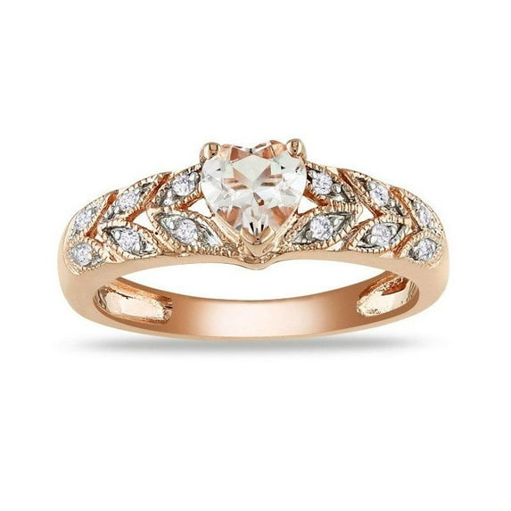 1 Carat Diamond and Morganite Engagement Ring in 14k Pink Gold affordable morganite & diamond engagement ring