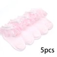thumbnail image 2 of LYMAYTER 5 Pack Kids Girls Socks ‌Toddler Cute Double Cuff Dress Socks Ruffles Baby Girls Ankle Socks 1-13Y, 2 of 7