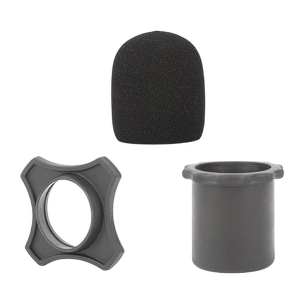 Anillo antideslizante, varilla inferior anticaída, funda de esponja para micrófono Negro