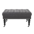 thumbnail image 3 of Linon Isabelle Square Upholstered Ottoman Black Legs in Charcoal Gray Fabric, 3 of 6