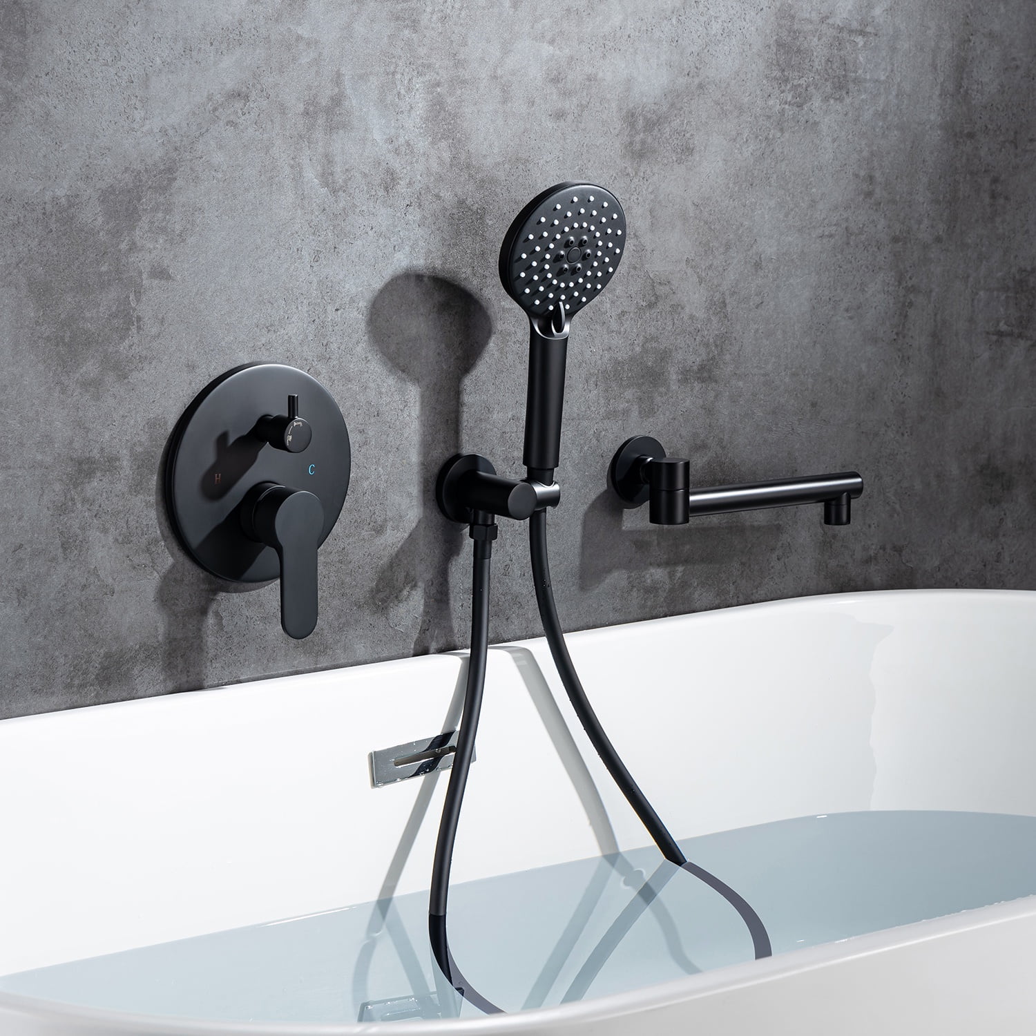 Rainlex One-Handle 1-Spray Setting Matte Black Bathtub Shower Faucet