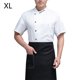 thumbnail image 2 of Abrigo de chef de verano Botones de uniforme del chef de poliéster con bolsillos delanteros Traje de catering Cocina de moda suministros para cafetería Blanco XL Eigraketly LF000330-09, 2 of 7