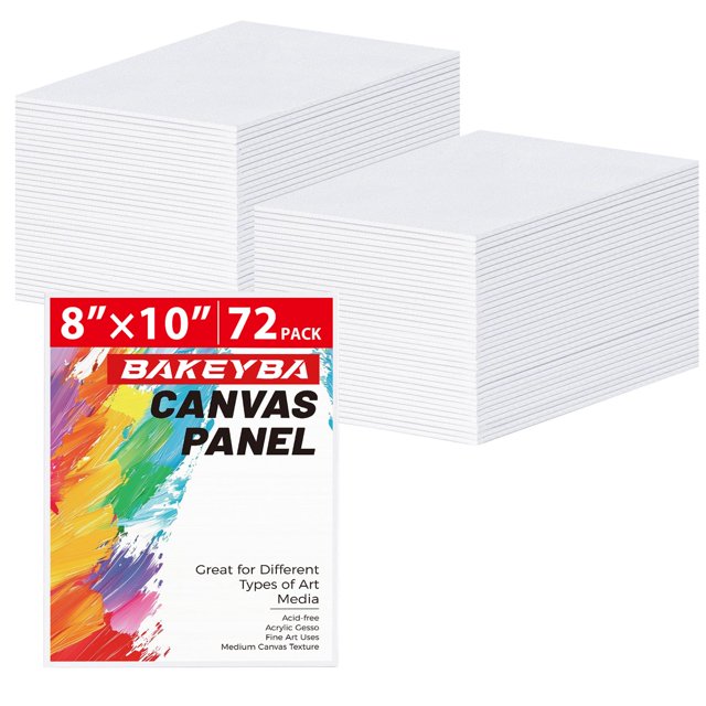 Tableros de lona para pintar, paquete de 72 paneles de 8x10 pulgadas, 100% algodón, lienzo blanco en blanco, suministros de arte para acrílicos, óleo, acuarela, pinturas al temple
