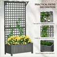 thumbnail image 4 of Outsunny Wood Planter with Trellis, Privacy Screen Raised Garden Bed, Grey, 4 of 9