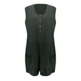 thumbnail image 4 of GILIGEGE Womens Summer Casual Romper Sleeveless Waffle Knit Jumpsuits for Woman Short Rompers with Pockets Summer Buttoned Pocket Vest Jumpsuit Solid Color Button Collar Loose Jumpsuit Belt Pocket, 4 of 5