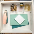 thumbnail image 6 of Martha Stewart Brody Clear Plastic Storage Organizer Bins with White Engineered Wood Lid for Home Office, Kitchen, or Bathroom, 3 Pack Small, 3.75" x 3", 6 of 10