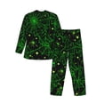 thumbnail image 2 of Kll Green Bright Web With Spiders Sleepwear Mens Flannel Pajamas,Long Cotton Pj Set, 2 of 9