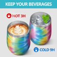 thumbnail image 4 of 12oz Stemless Wine Tumblers Rainbow Tie Dye Mandala Pattern Vacuum Insulated Stainless Steel Travel Tumbler Cups Mug with Lid and Straw for Champaign,Cocktail,Beer with Cleaning Brush, 4 of 5