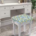thumbnail image 5 of FOR U DESIGNS Lemon Flower Blue Pattern Stool Covers Rectangle 2 pcs Anti-Slip Pub Counter Bar Stool Covers Comfortable Vanity Stool Cover Height Bar Stools Slipcovers, 5 of 9