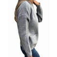 thumbnail image 3 of Women'S Zip Up Knit Cardigan Long Sleeve Stand Collar Sweater Outwear Coat with Pockets Grey M, 3 of 7