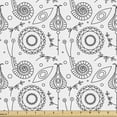 thumbnail image 1 of Snail Fabric by the Yard Upholstery, Ornamental Monochrome Lace Evocative Flowers Leaves Eyes Mollusk Insects, Decorative Fabric for DIY and Home Accents, White and Charcoal Grey by Ambesonne, 1 of 5