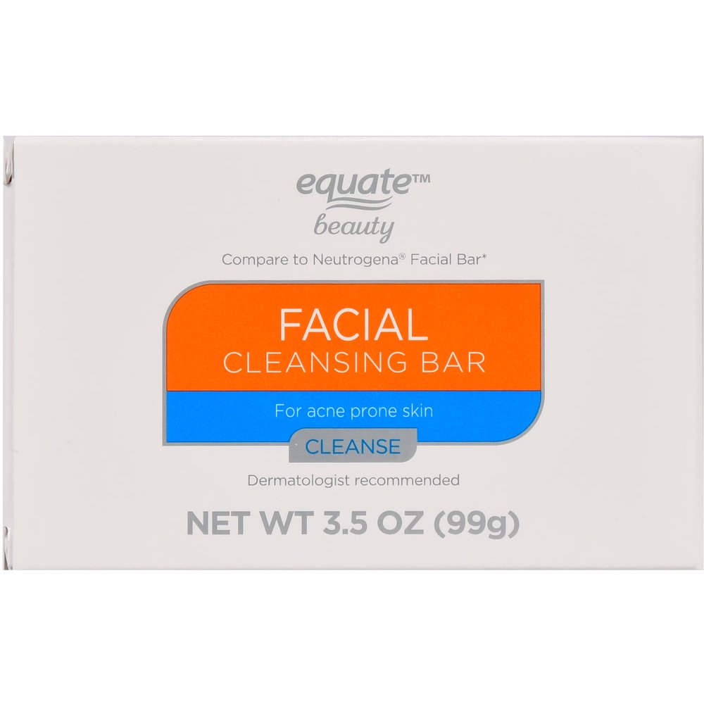 Equate Beauty Hypoallergenic Acne Facial Cleansing Soap Bar, 3.5 Oz