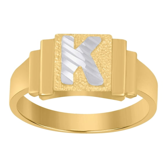 10kt 10k Two-Tone Gold Unisex Initial Alphabet K Ring