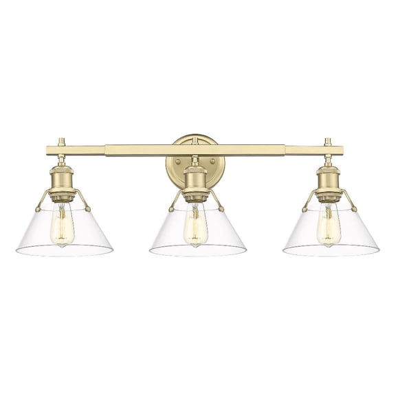 Yep by Golden Lighting Orwell 3-light Vanity in Brushed Champagne Brass and Clear Glass