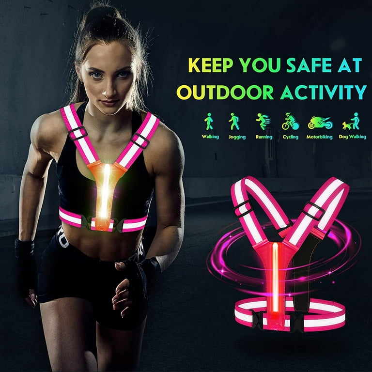 hk Adjustable USB Rechargeable LED Reflective Belt Vest for Running Cycling