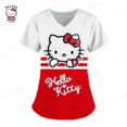 thumbnail image 1 of Uniforme d'Infirmière pour Femmes Manches Courtes Hello Kitty Uniforme de Travail Blouse avec Poche Blouses Médicales Accessoires, 1 of 7