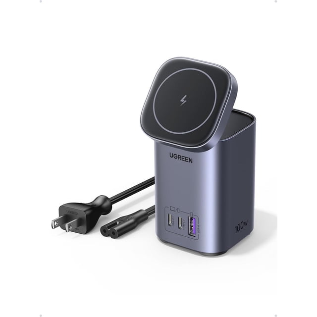 UGREEN 15W MagSafe Cargador Inalabrico, 100W Charger USB C GAN,4 En 1 Estación de Carga Magánaca Com