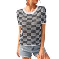 thumbnail image 2 of Mialoley Hauts Tricotés pour Femmes, Manches Courtes Col Rond Patch Tricot Coloré Décontracté Fête Rue Printemps Été Chemise, 2 of 9