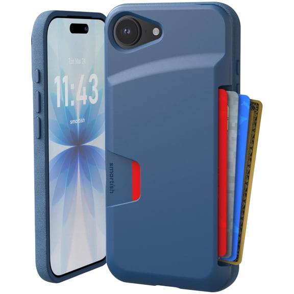 Smartish iPhone 17e/16e Wallet Case - Wallet Slayer Vol 1 - Slim Card Holder - Blue