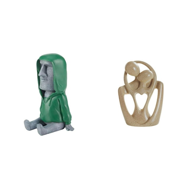 Escultura De Resina Con Retrato De Moai Antiguo De Cabeza De Isla De Pascua Para Dormitorio, Estantería, Estatua Creativa Abstracta De Pareja Para Librería, Cafetería, Decoración De