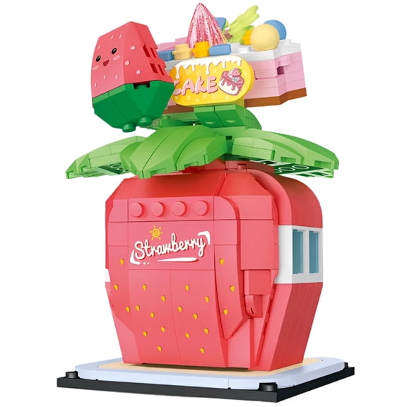 General Jim’s Toys & Bricks Strawberry Cake Stand Building Blocks Set, Modular City Diorama Model