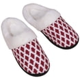 thumbnail image 1 of Zapatos con forro polar para mujer pantuflas casa invierno a cuadros con soporte para (rojo 36-37), 1 of 9