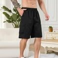 thumbnail image 5 of BVOFAR Mens Cargo Shorts Lightweight Twill Knee Length Bermuda Elastic Waist Hiking Running Shorts for Men Black L, 5 of 7