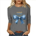 thumbnail image 2 of Craaazy Hanukkah Shirts for Women Athletic Casual Menorah Printed Round Neck 3/4 Sleeve T-shirts Gifts, 2 of 4