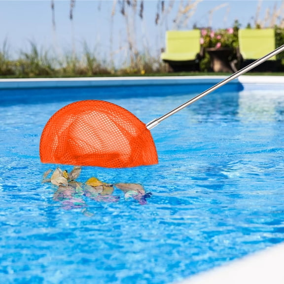 Gallickan Pool Skimmer Net, Fishing Rod with Handle for Leaves Debris Cleaning, Pond Bathtub Tool, Easy Grip for Swimming Maintenance, Orange