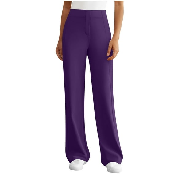 ohmzyzo Womens Yoga Dress Pants Wide Leg Business Casual Slacks Stretchy High Waist Comfy Work Trousers with Pockets