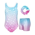 thumbnail image 3 of Gymnastics Leotards for Girls with Cross Back,Sparkly Dance Leotard Unitards with Shorts and Hair Band Biketards Outfit for 5-10 Years, 3 of 11