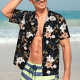 thumbnail image 4 of Uemuo Lilies Flowers Printed Regular Fit Short Sleeve Casual Hawaiian Shirt for Men,Aloha shirt,Tropical shirt,Floral print shirt,Vacation Beach shirt-Large, 4 of 9
