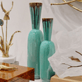 thumbnail image 3 of John-Richard Seafoam Green Trickle Vase II  - 16-inch Ceramic Decorative Vase, 3 of 5