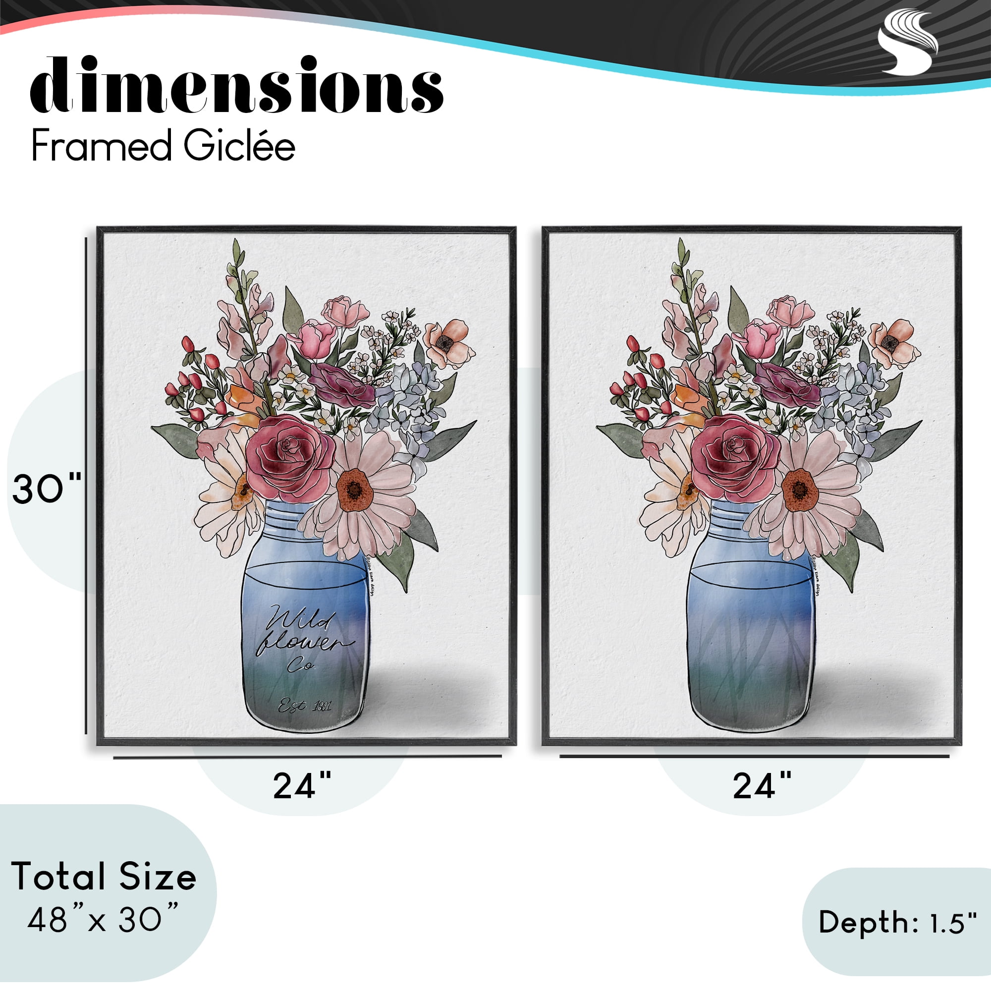 Stupell Industries Farmer's Market Vases 2 Piece Black Framed Giclee Art Set, design by Alisha Kiara Design