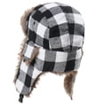thumbnail image 4 of Buffalo Plaid Aviator Fur Trapper Hat Ushanka Eskimo Russian Bomber Hat with Ear Flaps for Women Men, 4 of 5