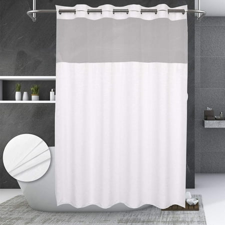 No Hooks Needed Textrue Fabric Shower Curtain with Snap in Liner ...