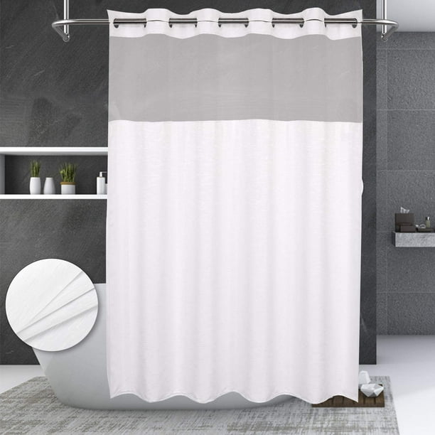 Textrue Fabric Shower Curtain, Shower Curtain Liner No Hooks
