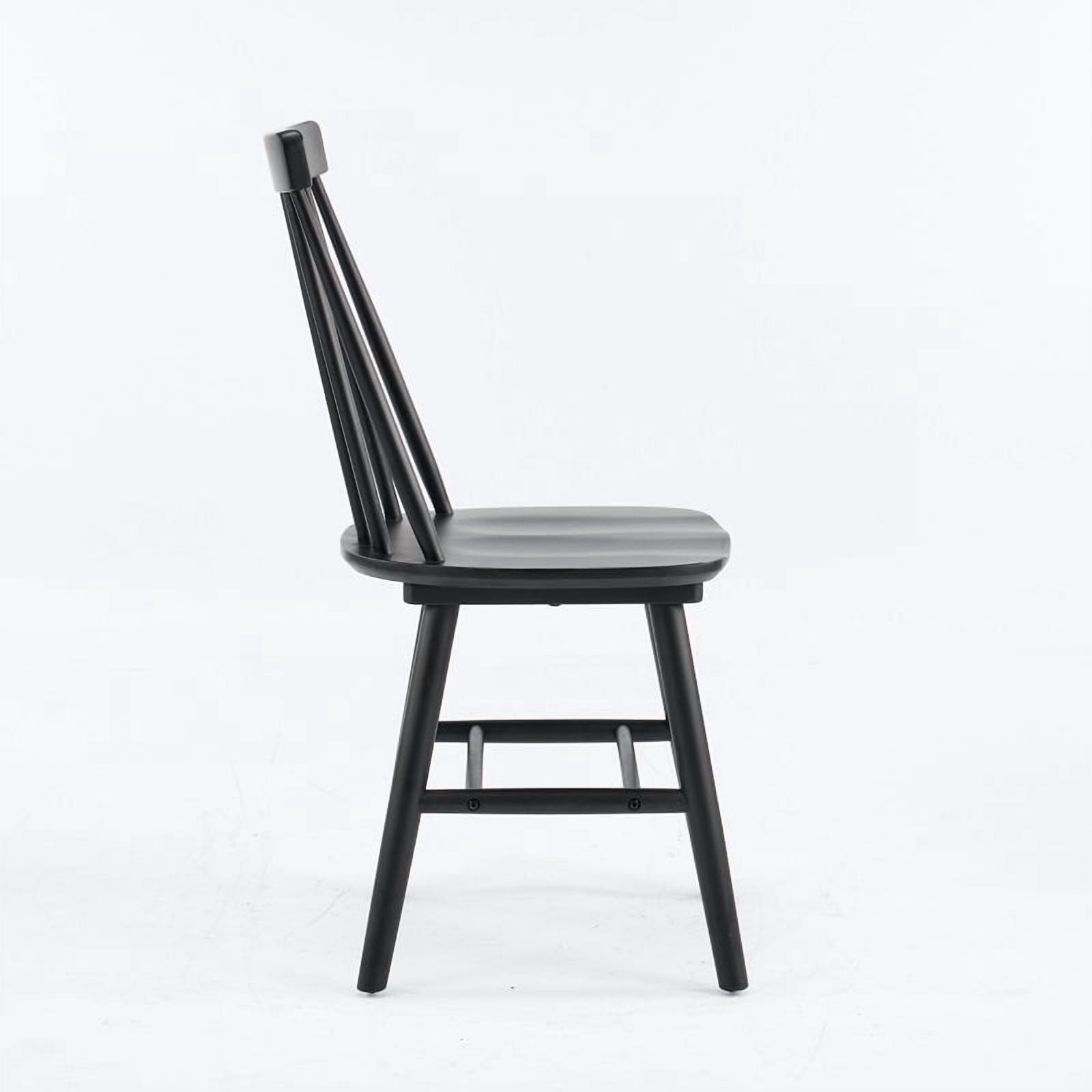 Farmhouse Solid Wood Windsor Dining Chairs, Set of 4, Spindle Back Side Chairs, Black