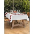 thumbnail image 3 of Outdoor Tablecloth with Umbrella Hole for Patio/Picnic/Party/Camping, Baseball Sport Waterproof Table Cloth Rectangle Table Cover Washable, Abstract Rugby Stitching Red Lines (60"x 120"), 3 of 9