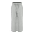 thumbnail image 3 of FENGGHAO Women's Linen Wide Leg Pants Casual Loose High Waist Beach Haren Pants Pockets, 3 of 6