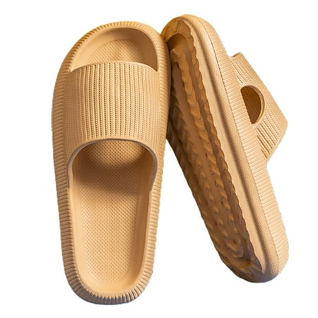 

Ultra-soft Slippers for Women EVA Open Toe Slide On Sandals Non-slip Shower Shoes for House Indoor Bathroom Bedroom Khaki 38/39